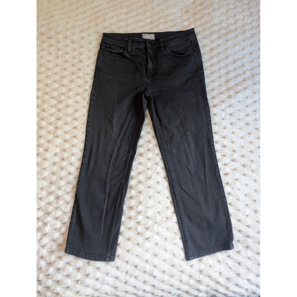 Free People Jeans Black Wash High Rise Straight Leg Denim Size 28